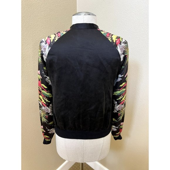 FRENCH CONNECTION Women's Silk Bomber Jacket Tree Design Size 2 - Picture 3 of 4